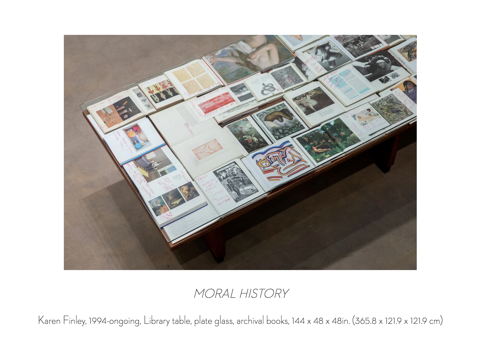 Library table, plate glass, archival books